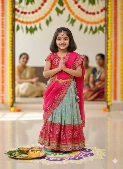 Pavitra Ugadi Silk Pink Kids wear manufacturer in India